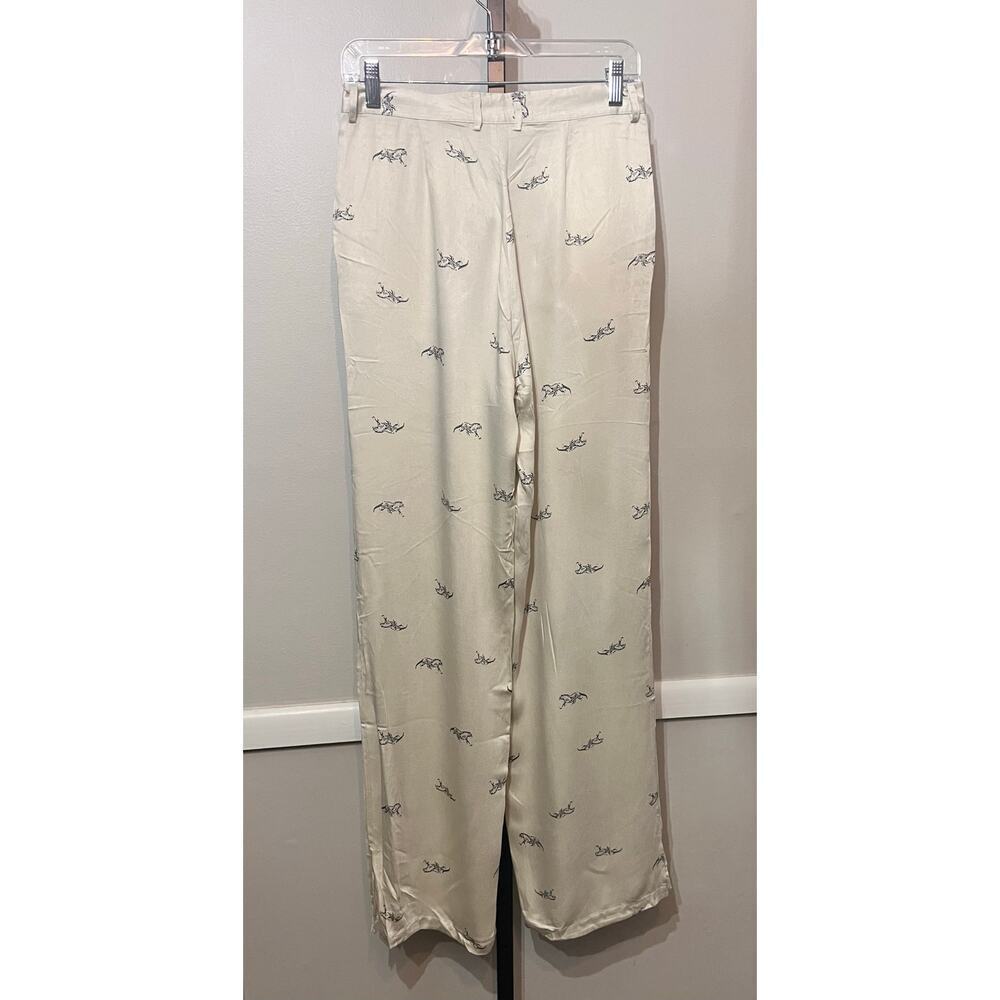 ☀️Knot Sister Animal Print High Rise Wide-Leg Trouser Pants Cream Women's NWT - Picture 3 of 7